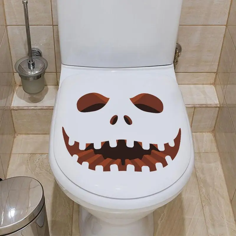 Halloween toaletná nálepka Spooky Halloween toaletné slepky na veko tekvica lebka toaletné sedadlo prilepenie samolepiace kúpeľňové nálepky