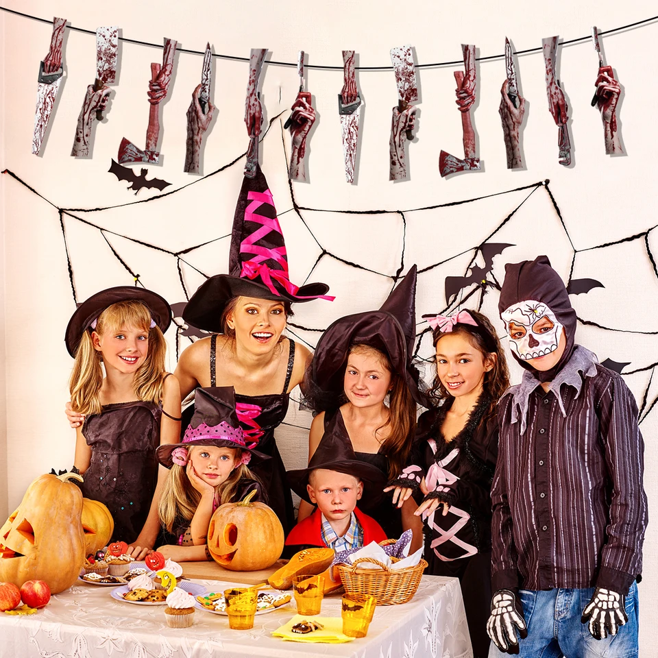 Halloween téma falošné krvavé ruky nohy Banner papier zavesenie vlajka Girland Haunted House Halloween Party strašidelné dekorácie