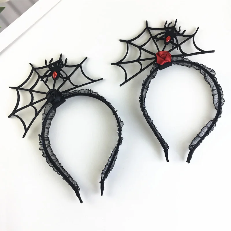 Halloween čelenka Funny Web Gauze Spider Prázdniny Kaderné doplnky Spider Web Witch Hat Headdress Festive Accessories