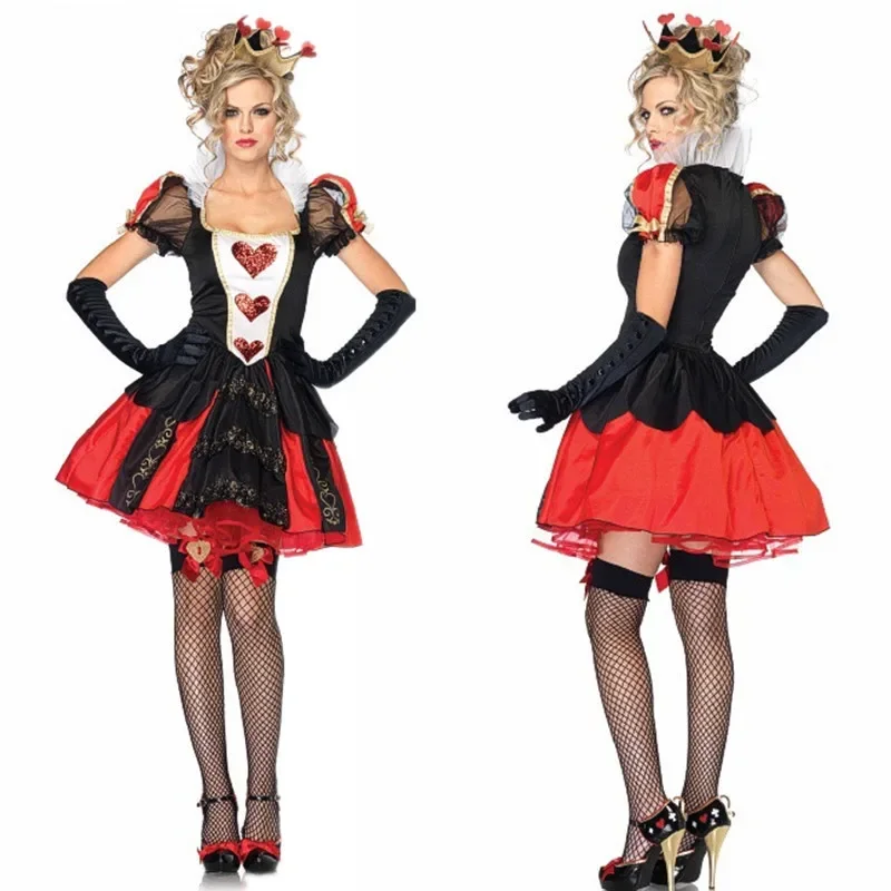 Halloween ženy Cosplay šaty červené srdce broskyňové srdce kráľovná kostým Alice Nightclub Party Disfrez Mujer HS4067