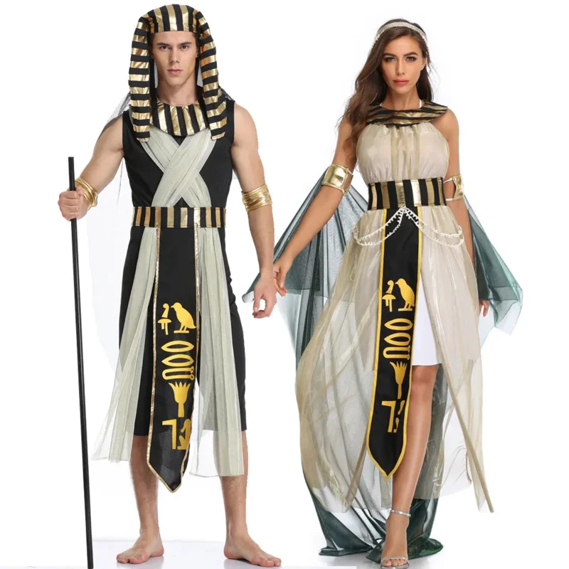 Halloweenské kostýmy Staroveký Egypt Egyptský faraón Kráľ cisárovná Kleopatra Queen Cosplay Conser pre mužov Ženy A5165