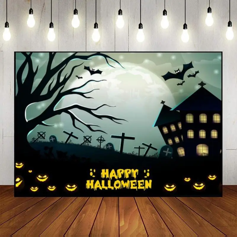 Halloweenské pozadie klaun hradné fotografie pozadie pochmúrne lesy cintorín dekorácie tekvica lampa banner narodeniny netopier