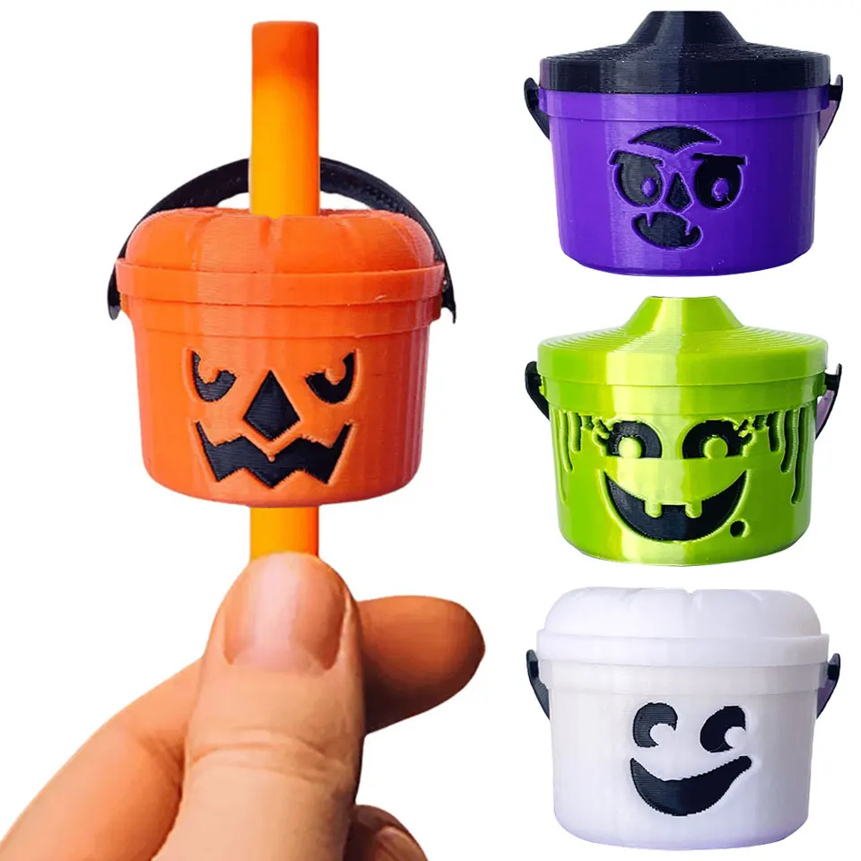 Halloweenské vedrá slamy Toppers kreatívne vtipné dekorácie slamy Multifunkčný chránič slamy pre tekvicu pre poháriky