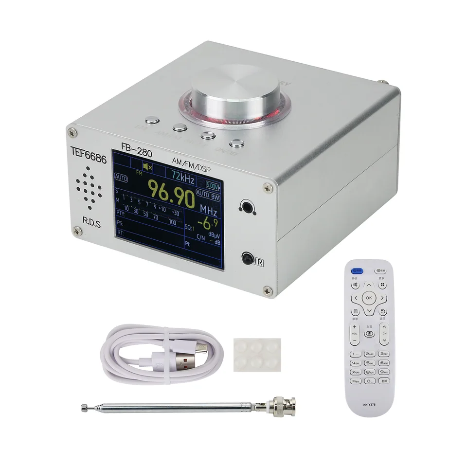 Hamgeek Tef6686 DIY Desktop Digital Radio Opensource Full Band Regest DSP RDS AM FM Radio s atmosférickým svetlom