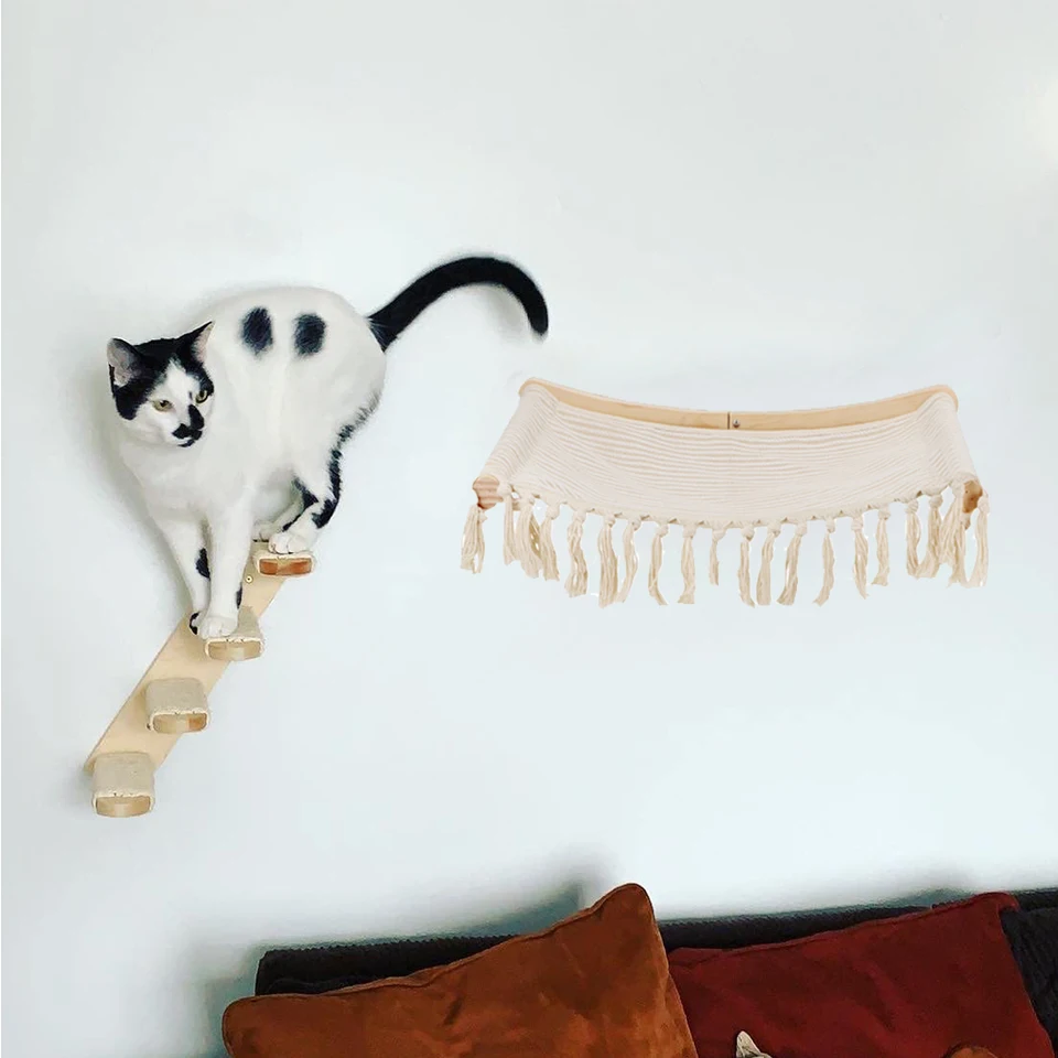 Hammock Cat Hammock Police pre mačky a mačiatko na stenu pripevnené na drevený krok alebo nábytok z mačiek do 20 kg hračiek pre domáce zvieratá až do 20 kg