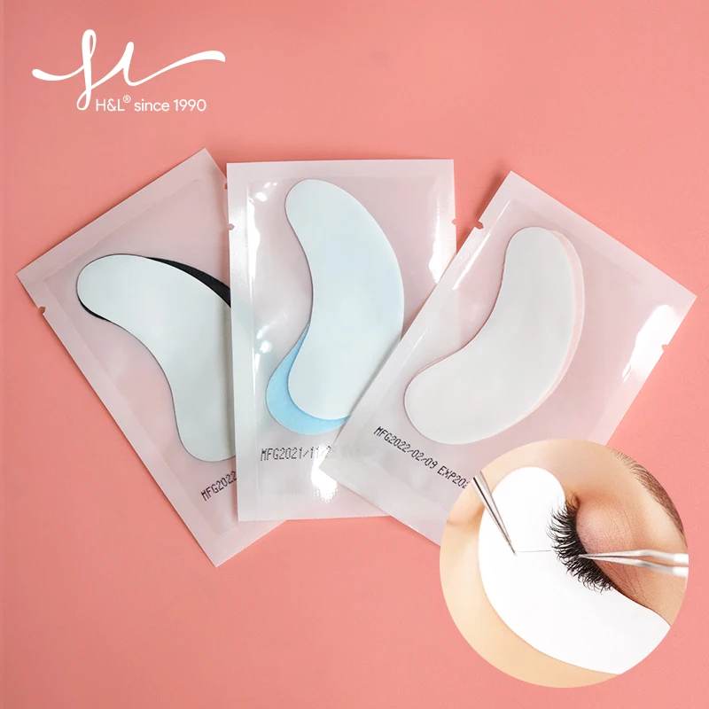 H&L 50ks farebné hydrogélové gélové očné škvrny na predlžovanie mihalníkov očné očné mäso na pery s riasou predlžovanie masky Masad Eyepad makeup
