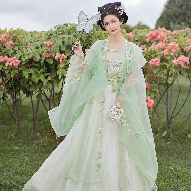Hanfu šaty Ženy Karneval víla kostým Cosplay čínsky starodávny tradičný tradičný hanfu zelený a ružový šaty Dance šaty Ženy
