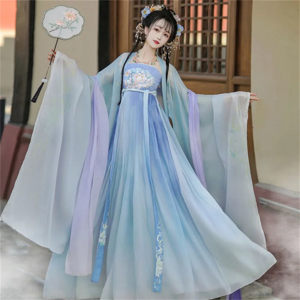 Hanfu Ženy Staroveký čínsky kostým princezná Dynastia rúž elegantné rozprávkové tanečné scény Performance Obliekanie hanfu ľudové šaty