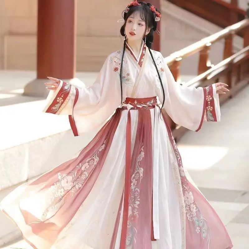 Hanfu Ženy Čínske tradičné výšivky tanečné šaty Dance Šaty ženský kostým Kosplay hanfu gradient modrá a zelená pre ženy