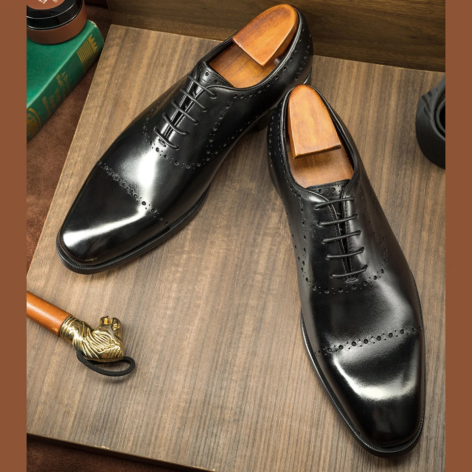 Hanmce Pánske oxfords topánky kožené obchodné obuv topánky Vysoko kvalitné luxusné muži pravé kožené topánky