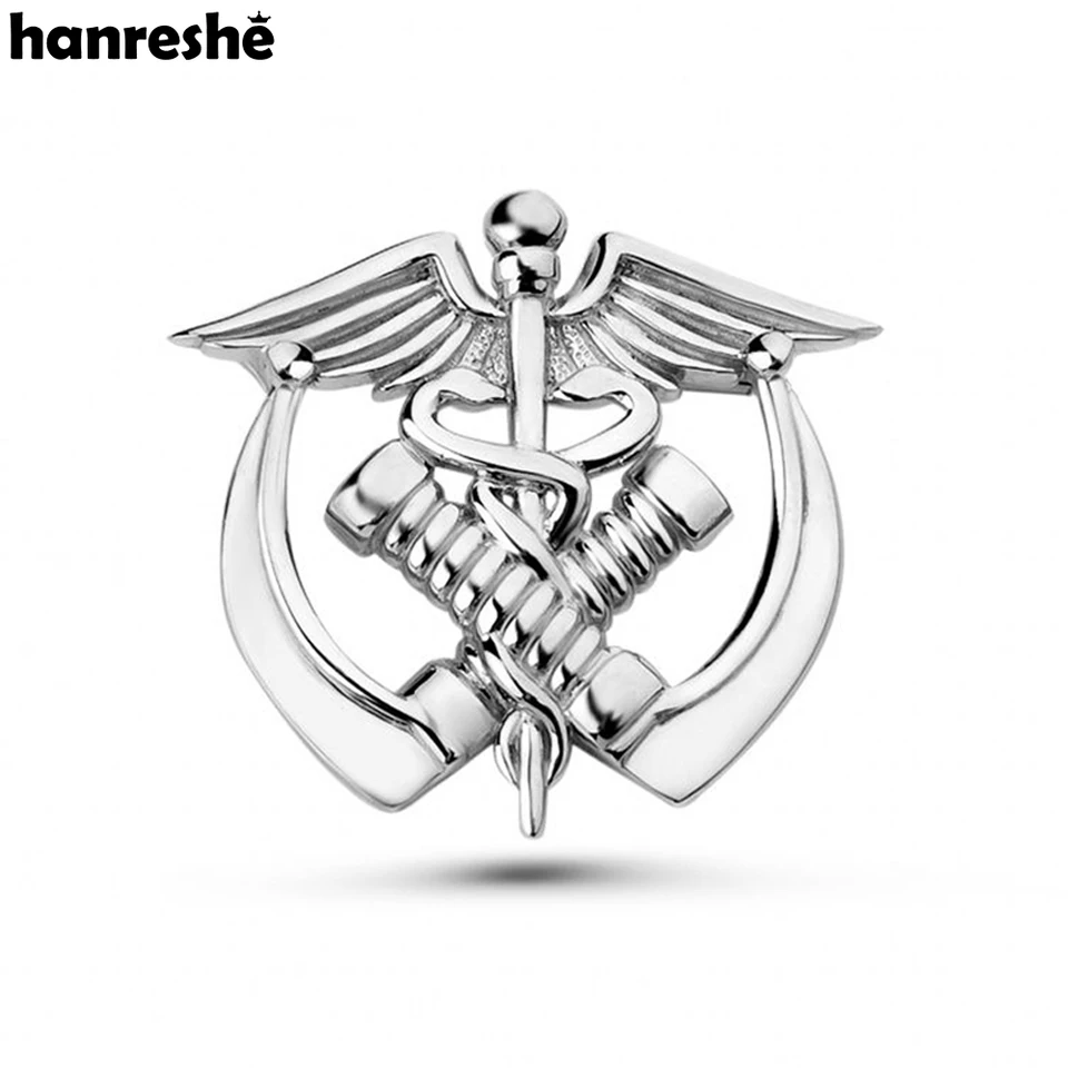 Hanreshe caduceus laryngoskop Medical Brošor Piny strieborné intubačné lieky klopne odznaky šperky pre lekárov sestry