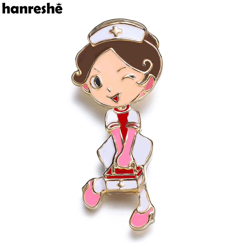 Hanreshe Cartoon Nurse Medical Enamel Brošor Pin PIN Batoh Vynikajúci odznak Medicine Collection Zbierka šperkov pre lekárov