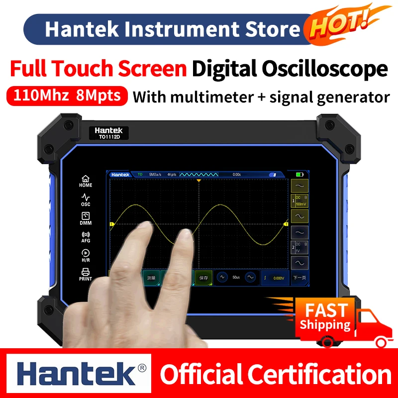 Hantek Runheld dotyková obrazovka Digitálny osciloskop TO1112 TO112C TO1112D Prenosný 110 MHz 2-CH + Multimeter + generátor signálu