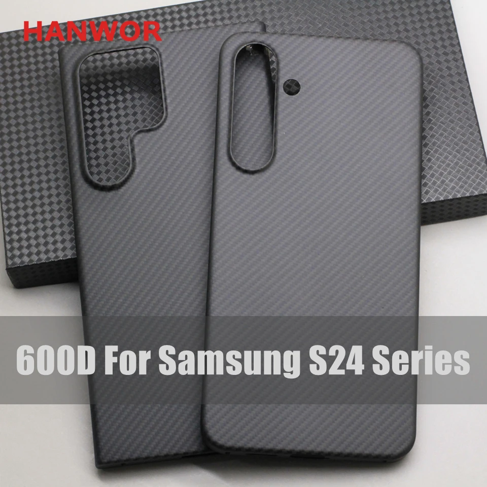 Hanwor 600D ultra tenké puzdro na uhlíkové vlákno pre Samsung Galaxy S24 Plus Ultra Premium Aramid Fiber Bussiness Galaxy S24 Phone Cover