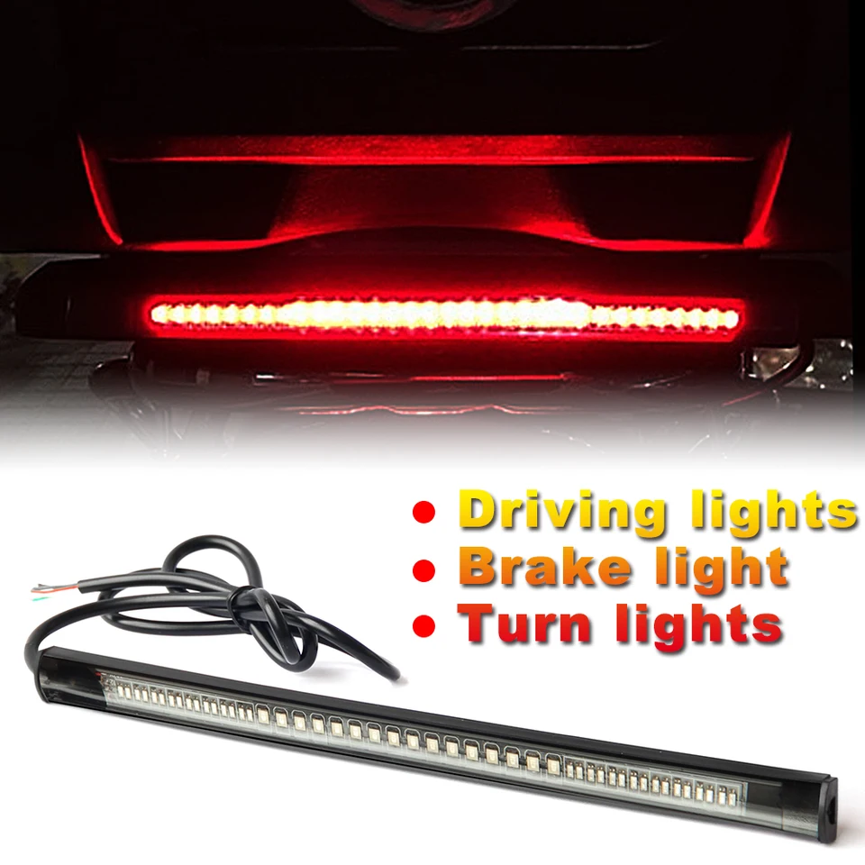 Haolide Motorcycle Light Bar Strip Flexibilný brzdový otáčanie Signálne svetlá Vodotesná žiarovka 48 LED dióda LED Moto Light Stop Stop Svetlo Svetlo