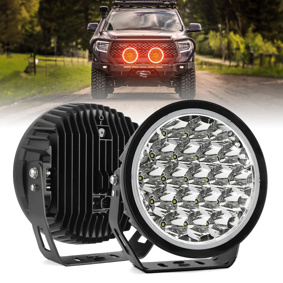 Haolide Round LED Offroad Lights 9 palcov 6,5 palca LED Hnacie svetlá Spodné combo lúče 2Color DRL pre nákladné autá SUV 12V 24V