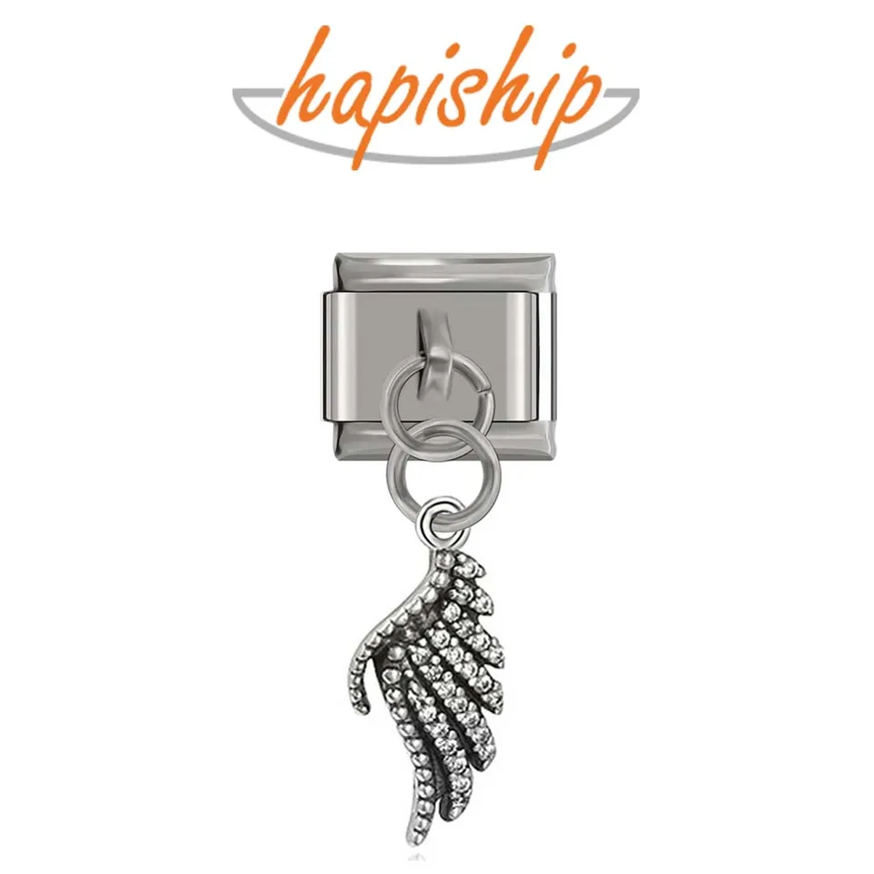 Hapiship Top New 9mm Width Width Original Daisy Angle Wing Talianske kúzlo Fit 9mm náramok z nehrdzavejúcej ocele výroby DJ020
