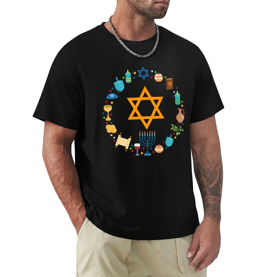 Happy Hanukkah, chladné zábavné tričko potia nadmerne veľtrhové košele Tričko Tréningové košele