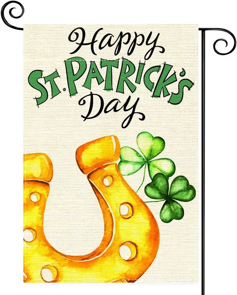 Happy St Patricks Day malá záhradná vlajka 12x18 palca obojstranná, najlepšia voľba vtipná Shamrock Vitajte peeps yard vonkajší sezónny
