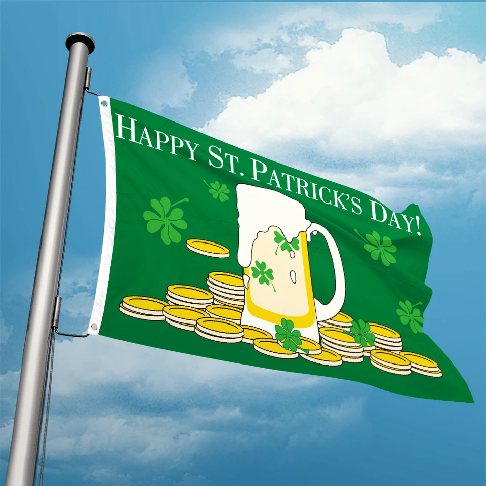 Happy St. Patricks Day Vlajka vonkajšia vlajka 3ft x 5ft polyester banner lietanie 150* 90 cm vlastný dvojitý šitie odolnosť
