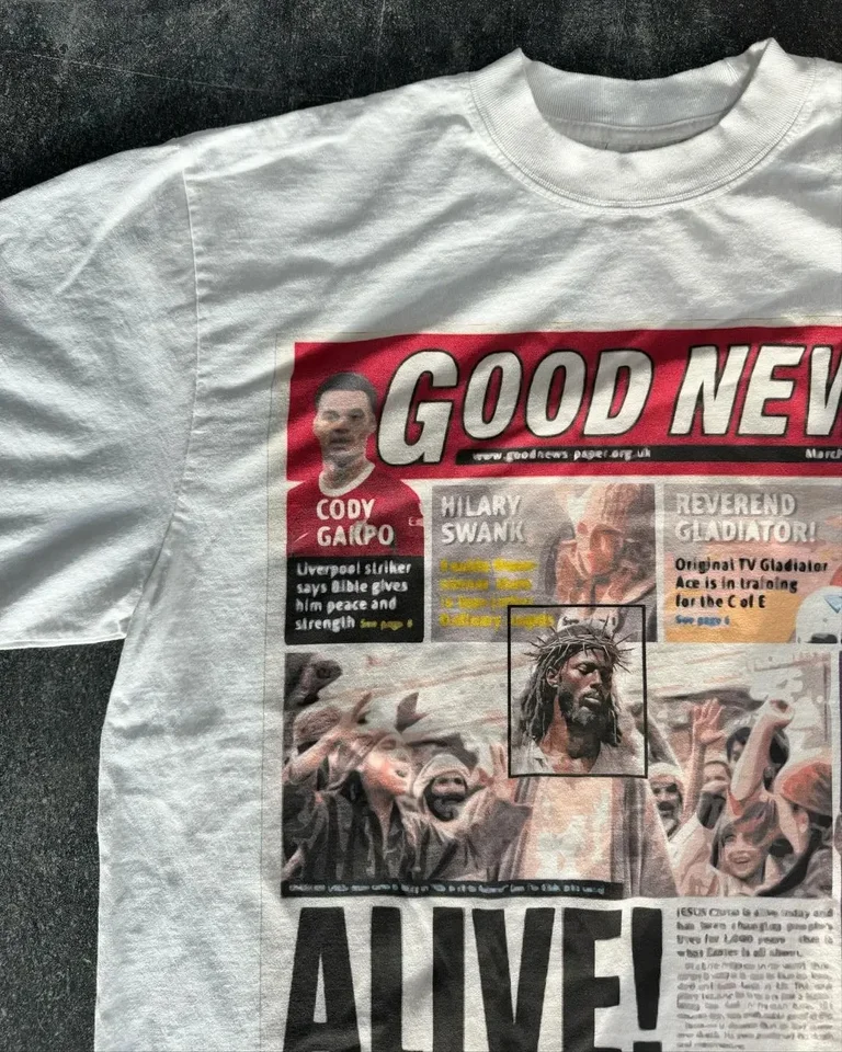 Harajuku americké noviny Grafické tričká Y2K Tops Nadmerné tričko Tričko