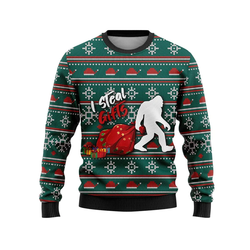 Harajuku bigfoot škaredý vianočný sveter pre mužov Sasquatch Graphic mikiny príležitostné vianočné sviatočné svetre unisex pulvovery vrcholy
