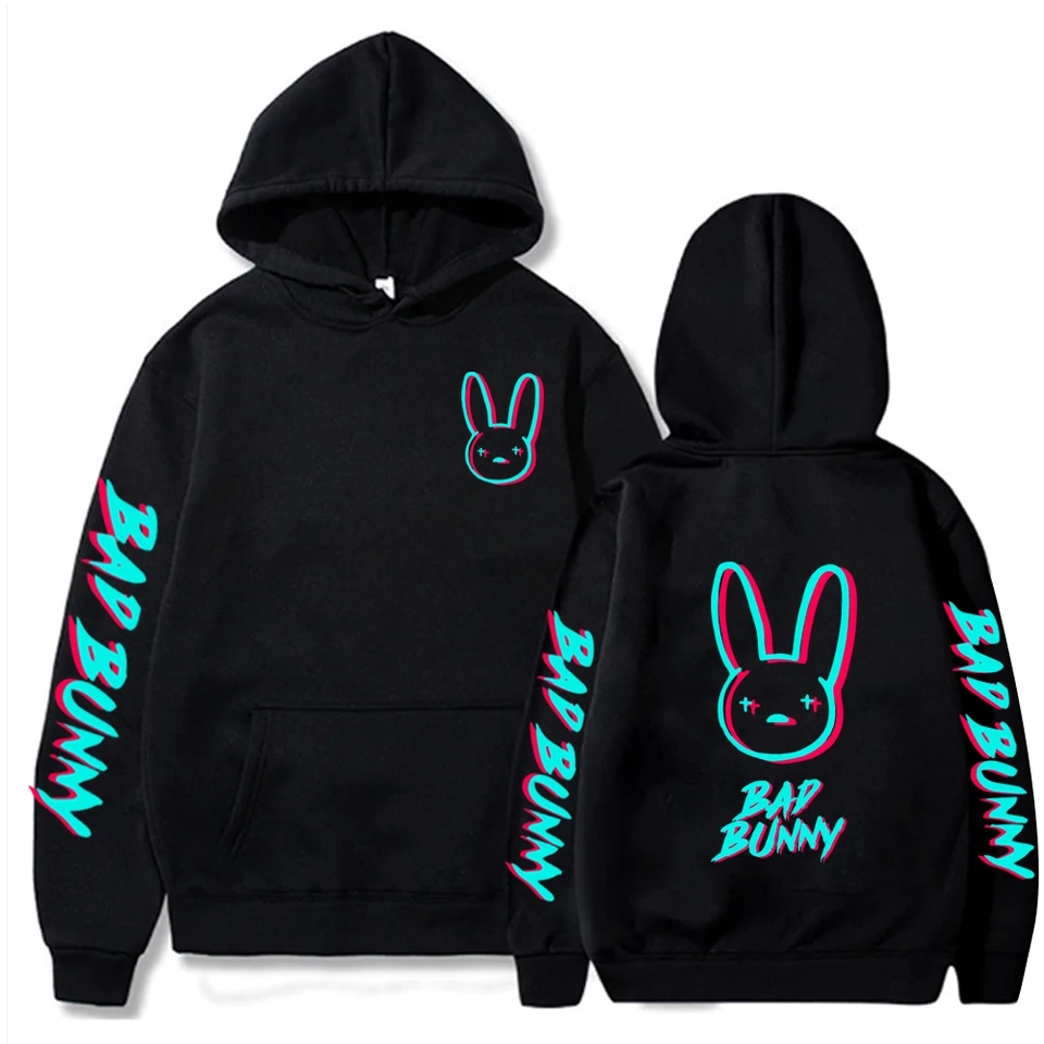 Harajuku Design Badbunny Hoodie neutrálna hip-hop s dlhým rukávom Bunker Parel