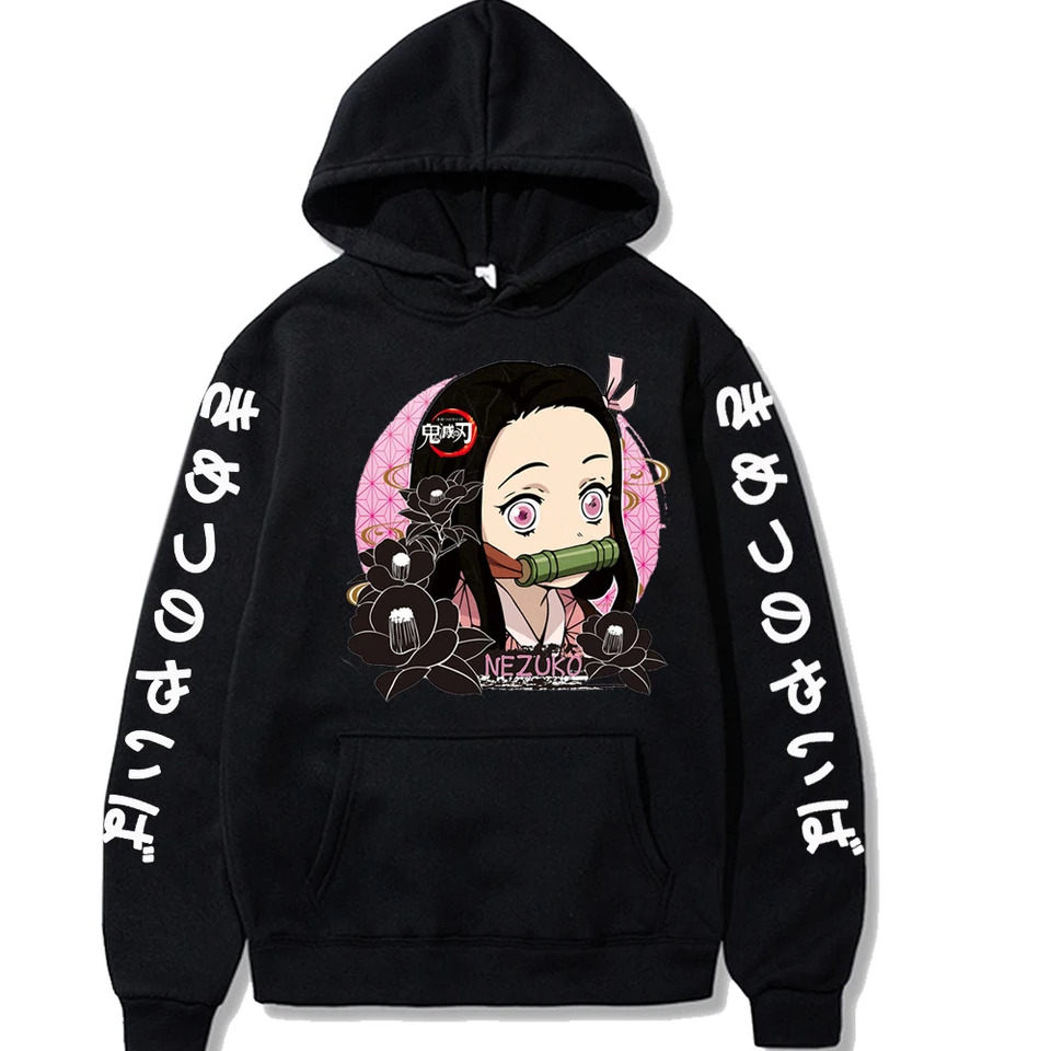 Harajuku Japan Anime Demon Slayer Hoodies Kamado Nezuko a Hana Printing Streetwear Hoody Fashion Zima udržiavajte teplú mikinu