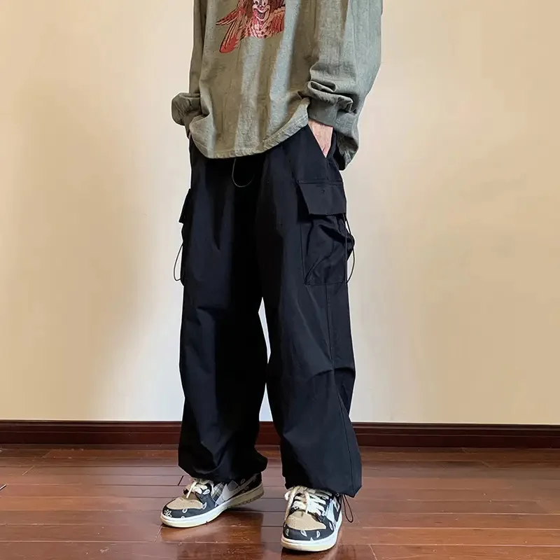 Harajuku nadrozmerné nákladné padákové nohavice Men Streetwear Vintage y2k hip hop široké nohy joggery bežec