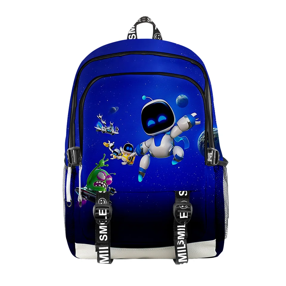 Harajuku Novinka Funny Astro Bot 3D Print Student School School Bags Unisex Oxford Witerproof Multifunction Travel batohy