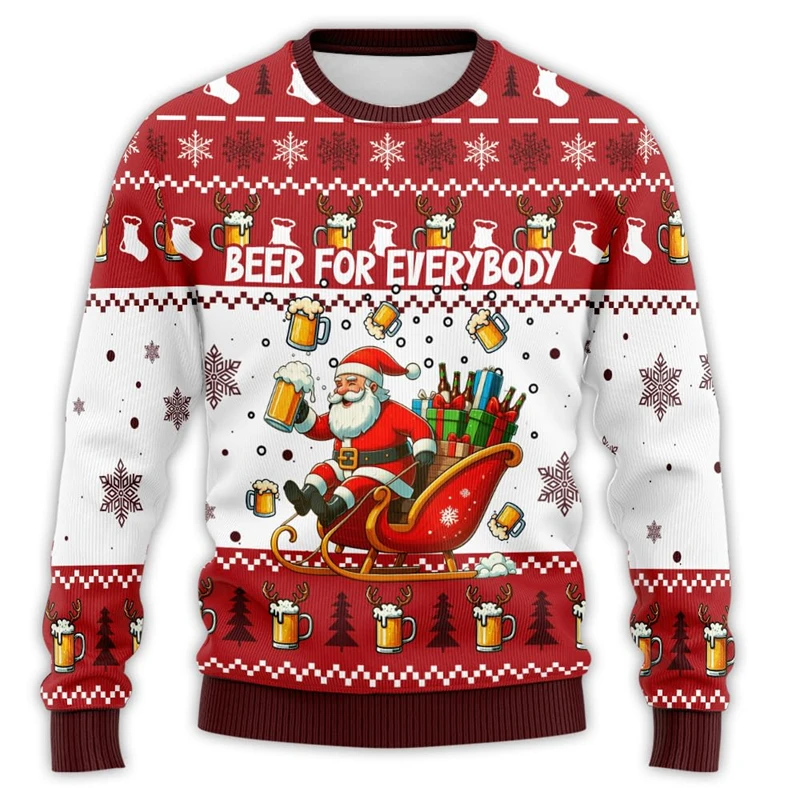 Harajuku pivo Grafické mikiny santa claus bar Party 3d tlačené škaredé vianočné sveter unisex pullovs Streetwear Boy topy