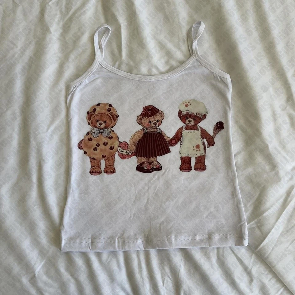 Harajuku roztomilý tlač Y2K Graphic Camisole Žena víla jadro vintage plodiny Tops emo Girls y2k estetické topánky Tops 2000 Tops