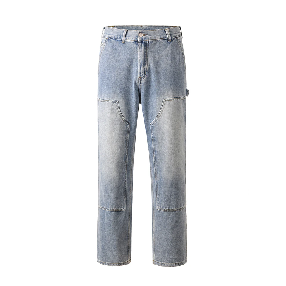 Harajuku Streetwear Y2K Sashes Roughed Pánske džínsy vrecká Vintage Baggy Casual Cargos