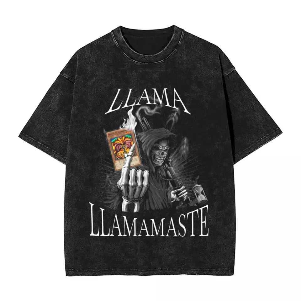 Harajuku umývané tričko Calacas Chidas Gymn Tričká Llama LlaMamaste Llama mas Temprano Trendy Cool Tshirt pre muža letné leto