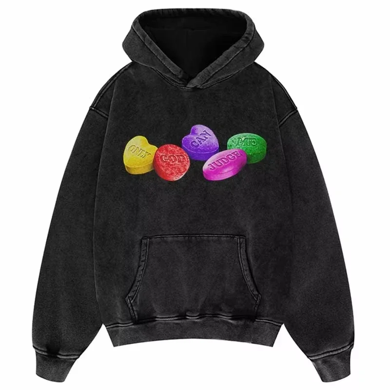 Harajuku vintage grafická mikina y2k 2024 hip hop pilulky punk punk gothic pullover s kapucňou mikina bape bpelewwear