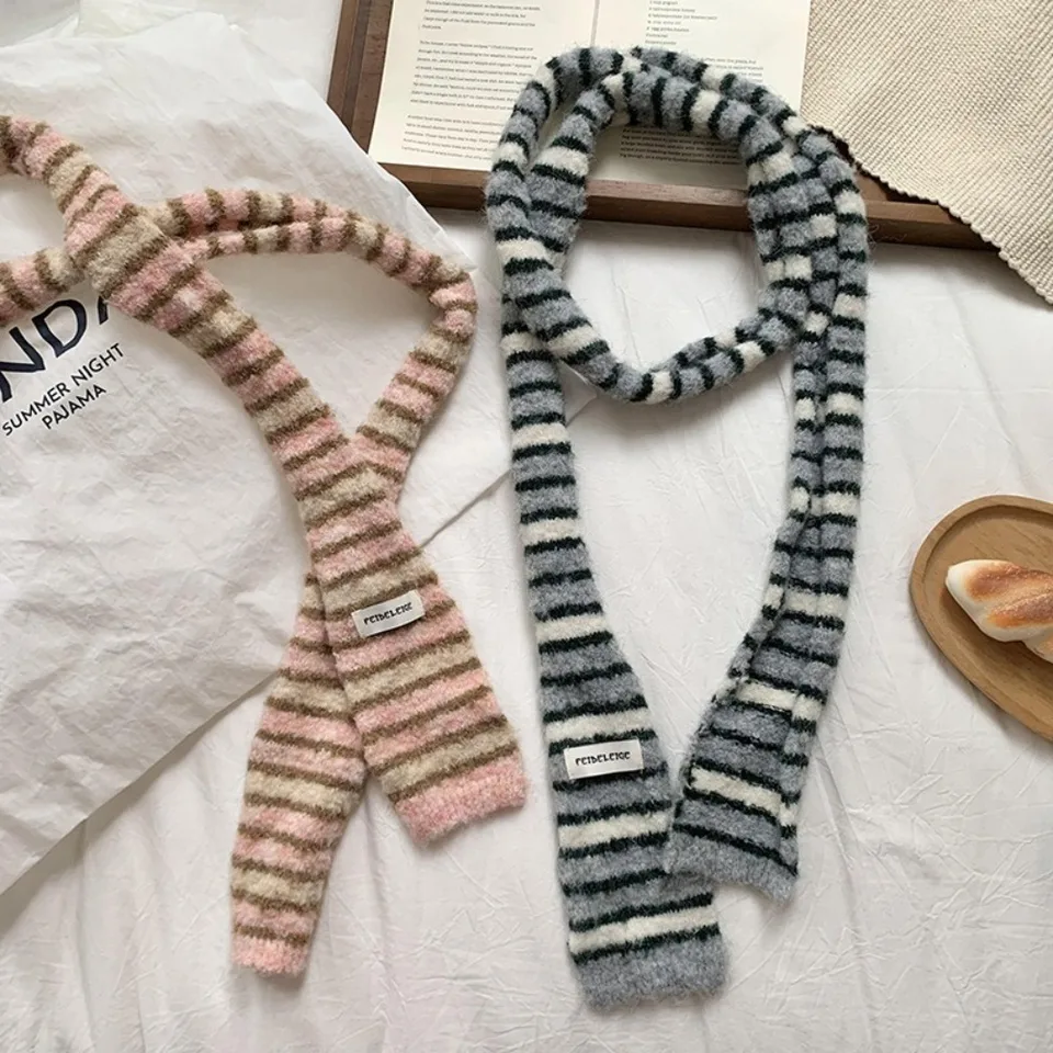 Harajuku y2k pruhovaný šálový kolloačný komplex
