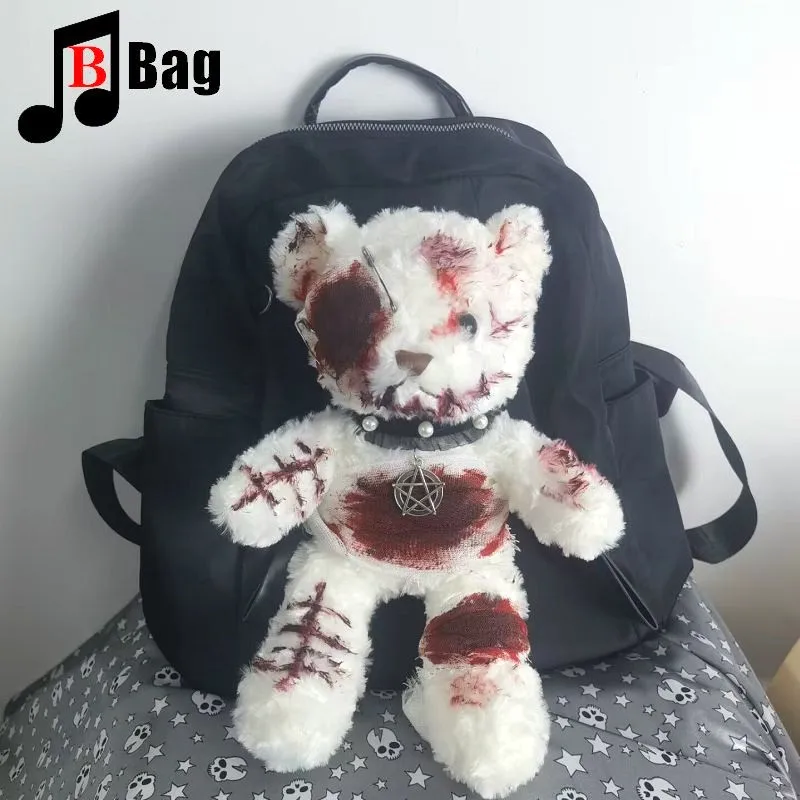 Harajuku Ženy Y2K Girl Backpack Študenti Zranené batohy medveďa BAG CAMPAG CAMANAGH School HACKAGE HALLOWEEN COSPLAY BATCH