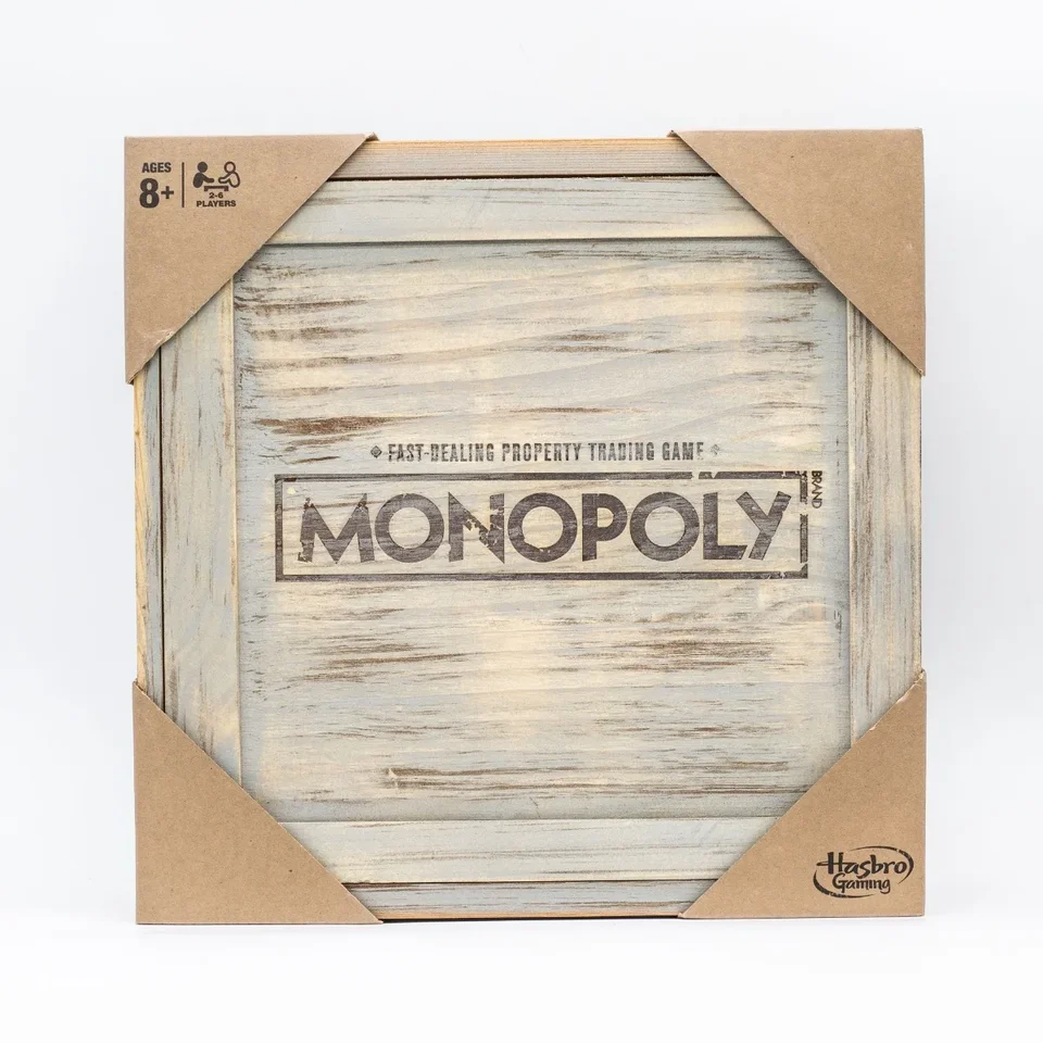 Hasbro Gaming Monopoly Rýchle obchodovanie s nehnuteľnosťami Drevená stratégia Randa Game Classic Gameplay Family Party Hračky