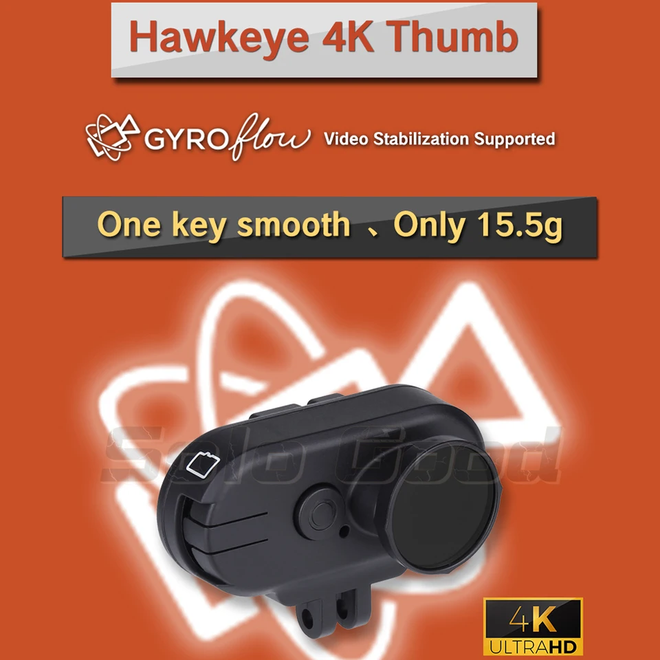 Hawkeye Thumb 4K HD FPV Camera 5-23V FOV 170 stupňov s gyroflowom podporuje diaľkové nahrávky iba 15,5 g pre RC Racing Drone
