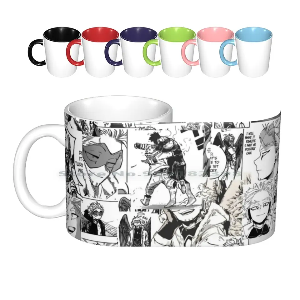 Hawks koláž keramické hrnčeky kávové šálky Mliečny čaj hrnček boku no Hero Acadial Hawks Mha bnha manga anime kreatívne trendy vintage