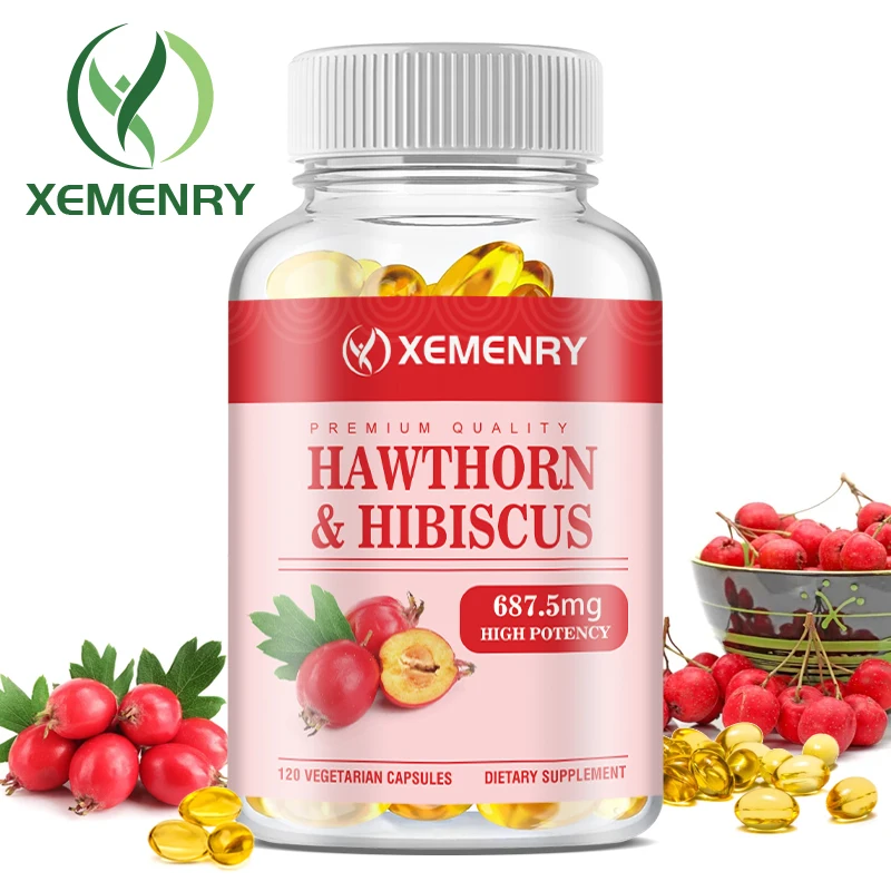 Hawthorn & Hibiscus - podporuje srdce a kardiovaskulárne zdravie a zlepšuje krvný obeh - 120 kapsúl
