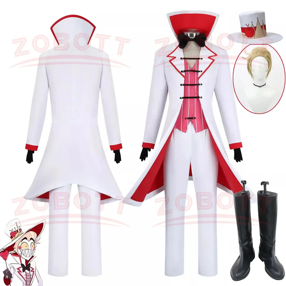 Hazbin Lucifer Cosplay anime hotel Morningstar Cosplay kostým parochňa Daddy biely oblek diabol Halloween Party Dospelí muži kostým