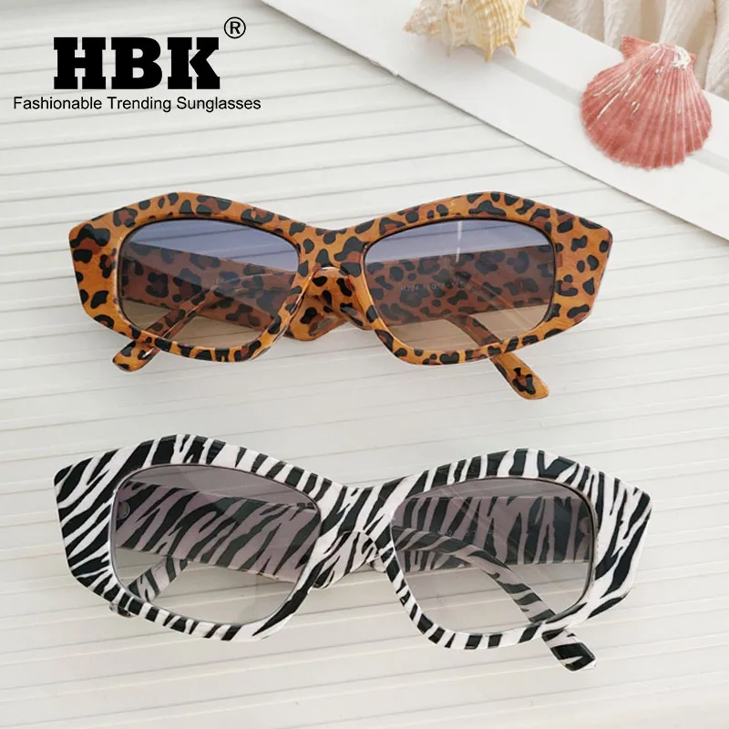 HBK Retro Polygon Slnečné okuliare Dámske módne želé Clear Clear Square Sun Glasses Men farebný gradient okuliare Tiger Shades UV400