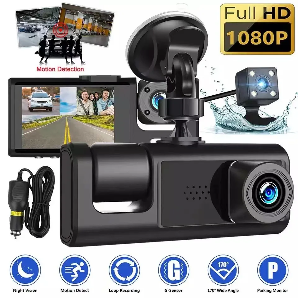 HD 1080P CAR DVR CAMOAM Automatické 2inch spätné zrkadlo digitálny video rekordér FHD Dual šošovka 24H Driving Dash Dash Cam Camcorder