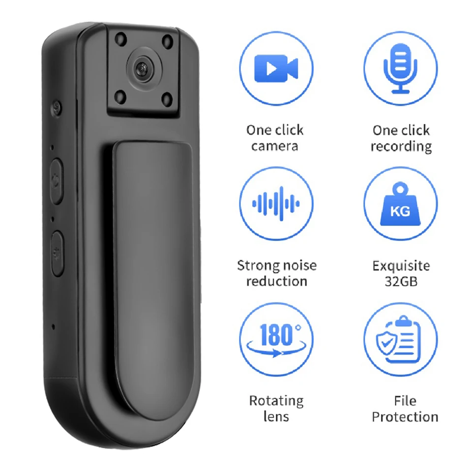 HD 1080p Mini Body Camera 180 ° Rotabovateľná šošovka Wifi Sport Bike Outdoor Video Recorder so zvukovým a videozáznamom, ktorý nosí karoséria nosená vačkou