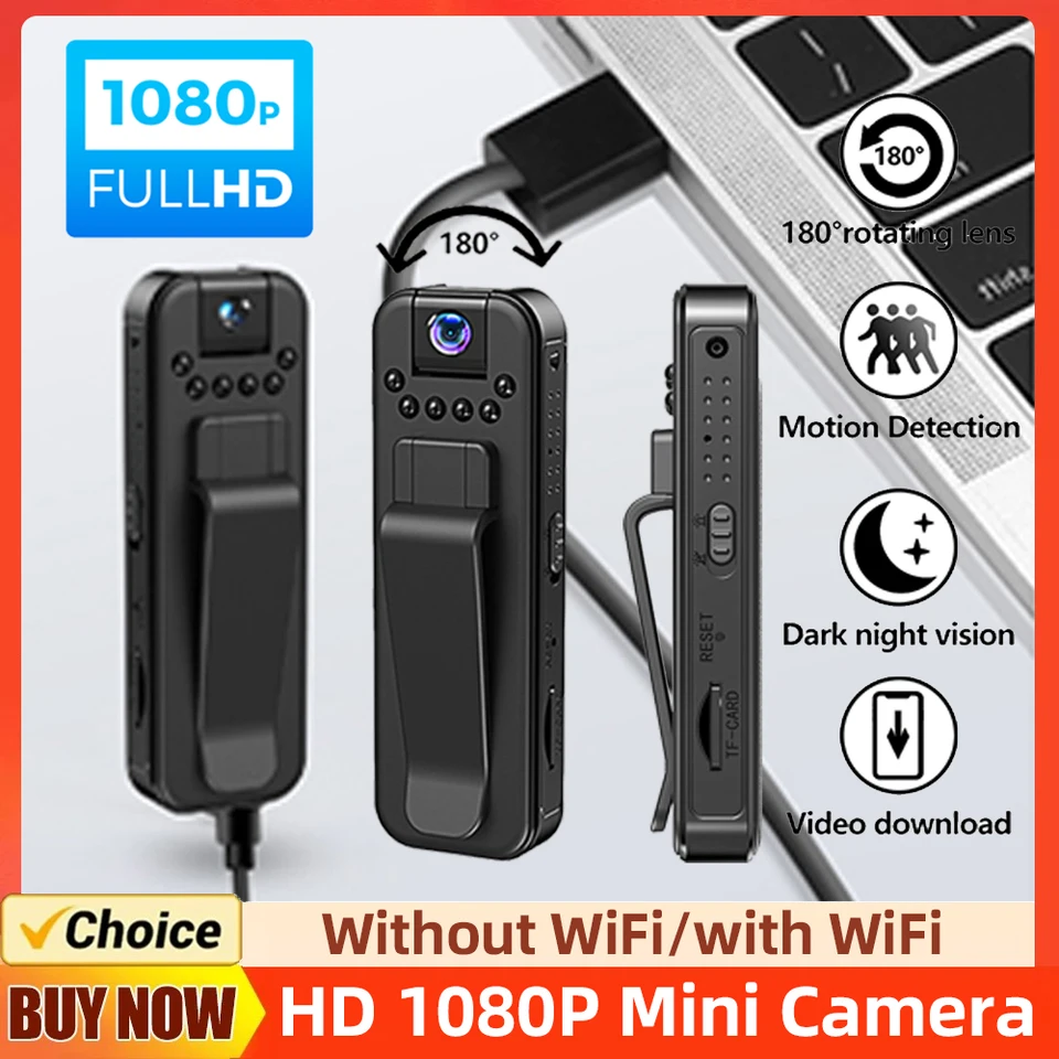 HD 1080p Mini fotoaparát s chrbtovým klipom Infračervené nočné videnie Prenosný digitálny videohra detekcia pohybu Motion Outdoor Sports DV DVR