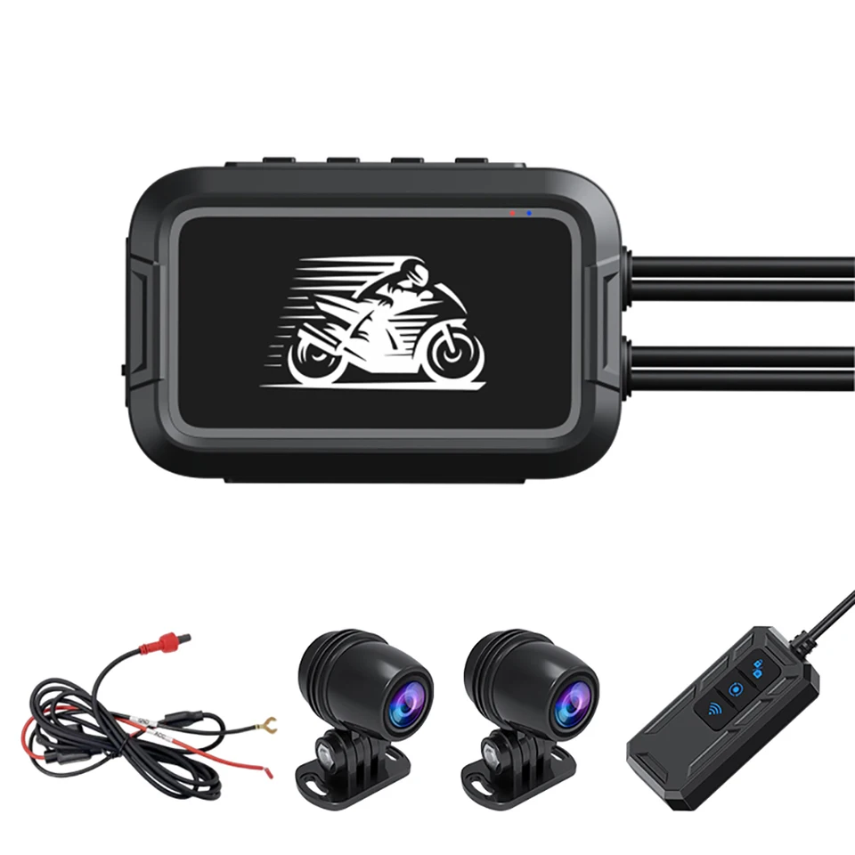 HD 1080P Motorická videokamera 150 stupňov Zobraziť uhlový dvojitý objektív Dash Dash Loop Recording Motocyklový kamera WiFi GPS IPS obrazovky