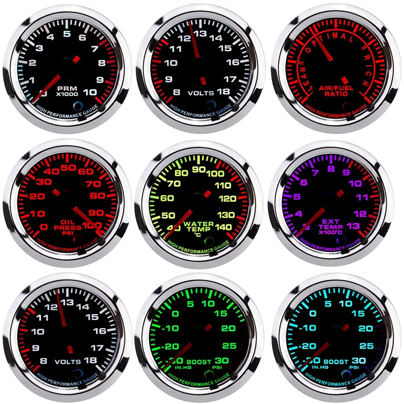 HD 7 Farby tlaku oleja meradlá Turbo Boost Mierom olejovej teploty voda s senzorom pre pretekársky merač paliva 52 mm automatické