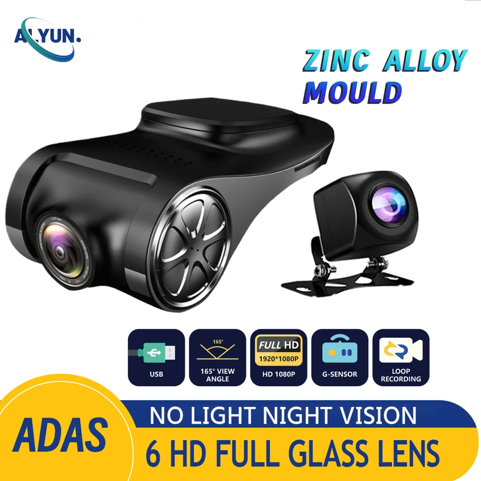 HD Dash Mini Cam Car USB ADAS DVR 2way Špeciál pre Android Multimedia Player AHD Camera Video Video Recorder Revers Vision