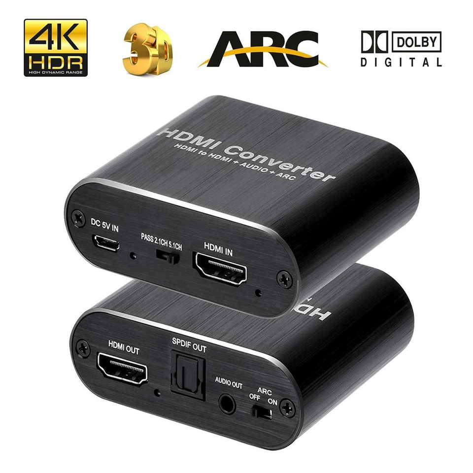 HD-MI audio extraktor 4K 60 Hz HD-MI 2.0 Audio extraktorový oblúkový oblúk 5.1 CH HD-MI na Toslink Audio Converter pre sériu Xbox PS5